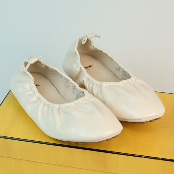 Fendi Filo Ballerina Flats, Ivory, EU 37.5/US 7.5 - Picture 1 of 9